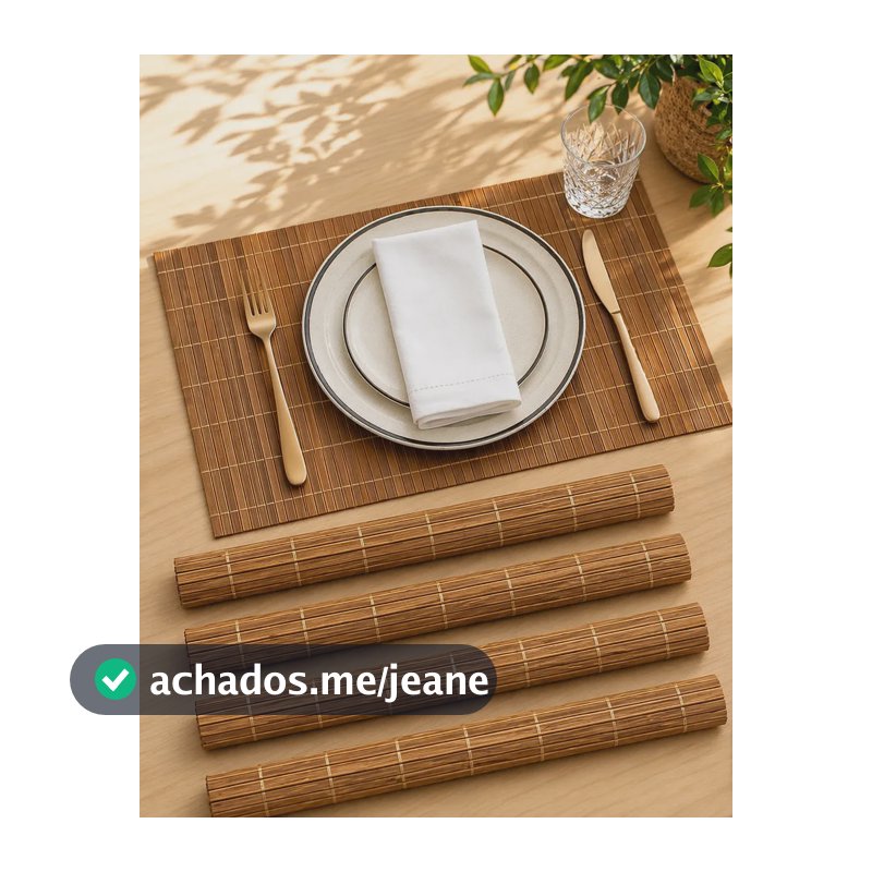 Kit 4 Jogo Americano Retangular De Bambu Mesa Posta Jantar Bambu Madeira Bambu