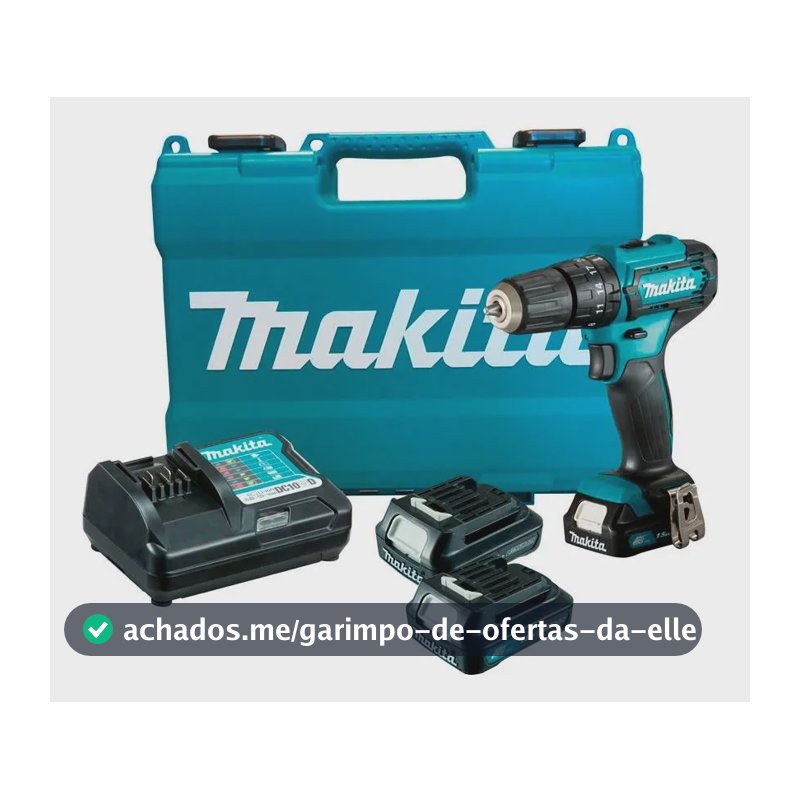 Parafusadeira Furadeira Impacto Makita Hp333 12v 2 Baterias Azul 12