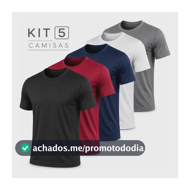 Kit 5 Camisetas Básicas Masculina Dry Fit Lisa Tradicional Sortido Lisa G