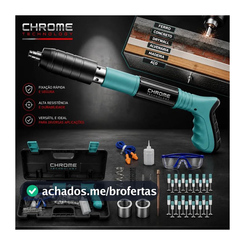 Pistola Fixação Finca Pino Ação Direta Pregos Maleta Epi Pinador Pregador Grampeador Rebitador De Prego Pressão Manual Ferramenta Para Drywal Gesso Concreto Aço Parede Forro Pvc Grampo Kit Premium