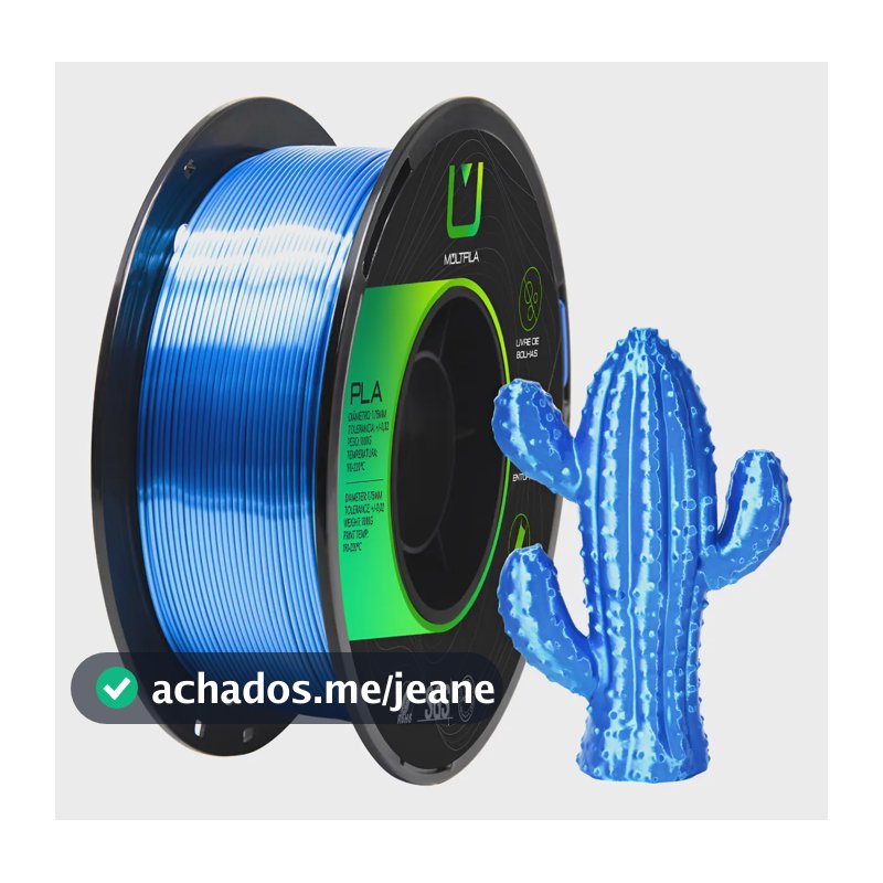 Filamento PLA Silk Azul Safira Metalizado 1Kg Multfila 1.75mm