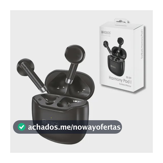 Fone Sem Fio Hrebos Harmony Pod I Eb-219 Bluetooth Cor Preto
