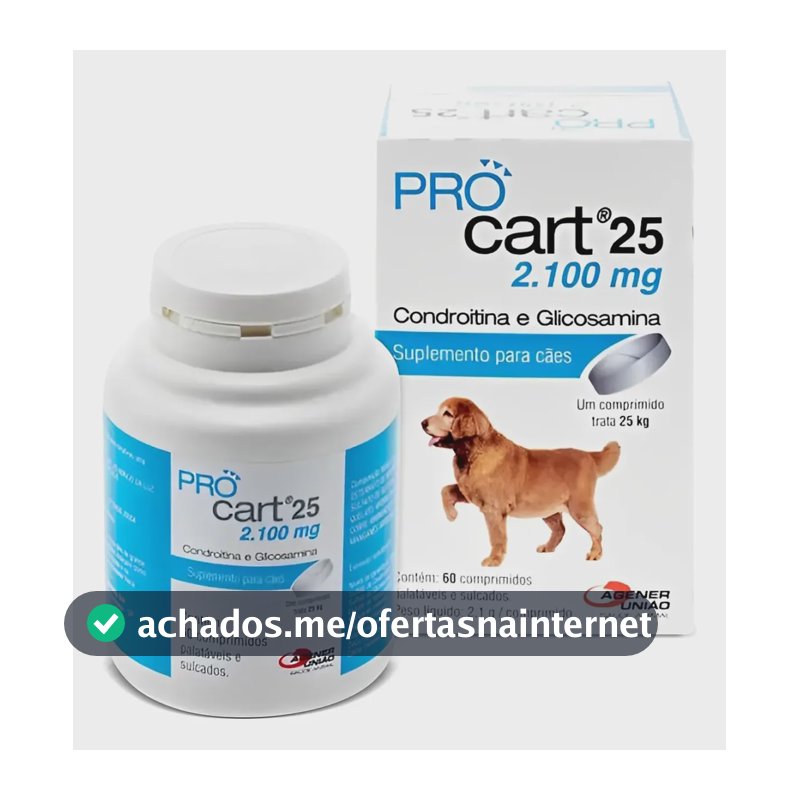 Pro Cart 25 Condroitina E Glicosamina 60 Comp Procart Cães