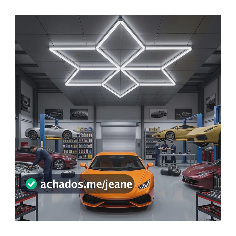 Luminária Hexagonal Garagem Led 144w Teto Oficina Barbearia 127/220v Branco
