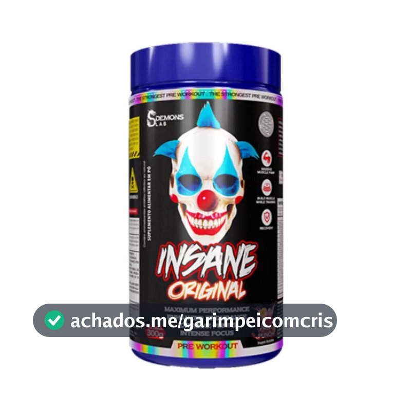 Pré Treino Insane Fruit Punch 300g - Demons Lab Sabor Sem Sabor