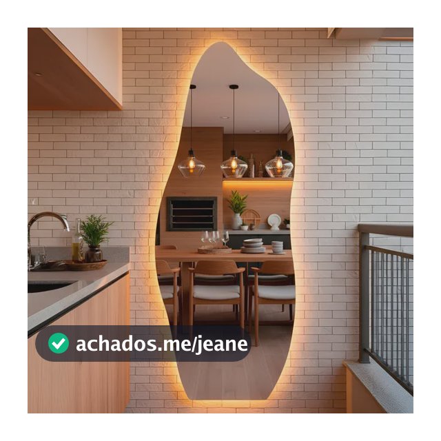 Espelho Orgânico com LED 170x70 cm Ideal para Quarto, Banheiro, Escritório, Hall e Sala - Modelo Flame com Iluminação LED Quente, Perfeito para Ambientes com Decoração Moderna