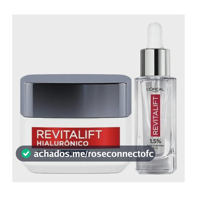 L'Oréal Paris Revitalift Hialurônico Kit Skincare Anti-Idade, com Sérum Preenchedor 30ml + Creme Facial Noturno, Ácido Hialurônico para Hidratação e Redução de Rugas 49g