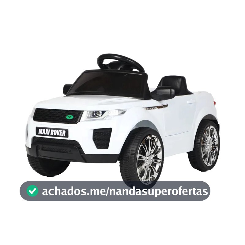 Mini Carro Elétrico Infantil Marcha Frente/Ré 6V Controle Remoto Bluetooth Maxi Rover Maxi Toys - BRANCO