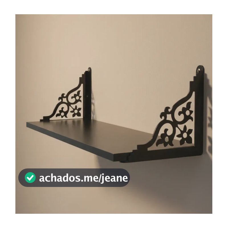 Prateleira Flutuante de Madeira Preta 80x20 cm com Suporte Vitoriano