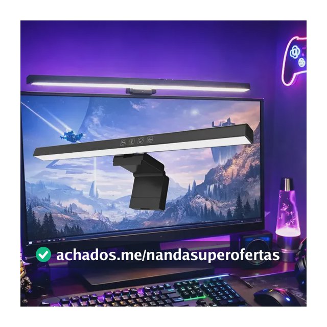 Luminária Barra Led Luz Monitor Computador Rgb Mesa Notebook Preto 127/220v