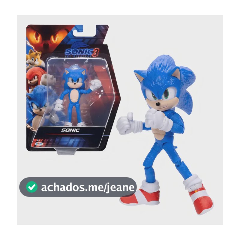 Boneco Articulado Sonic para Coleção de "Sonic 3: o Filme" da Sunny