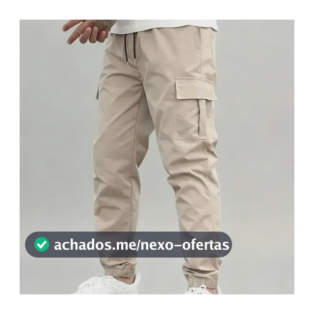 Calça Jogger Cargo Masculina Sarja Calca Streetwear Punho