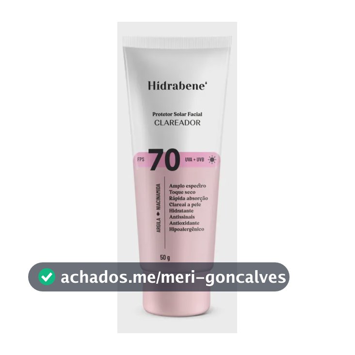 Hidrabene Protetor facial Solar FPS 70 Toque Seco Antissinais Clareia a pele 50g