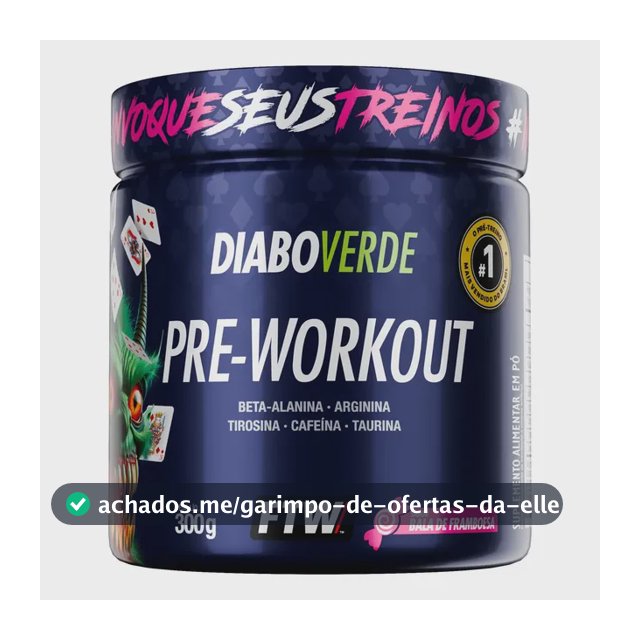Pré Treino Pre Workout DIABO VERDE Pote 300g Sabor Bala De Framboesa Ftw