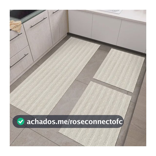 Kit Tapetes De Cozinha Rústico 3 Peças Jogo Listrado 100% Algodão Natural Lavável Decorativo