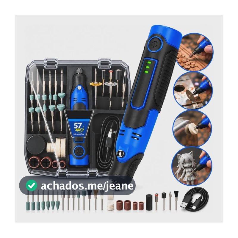 Mini Micro Retífica Portátil Profissional 57em1 Recarregável 127/220v 50/60hz 40 W