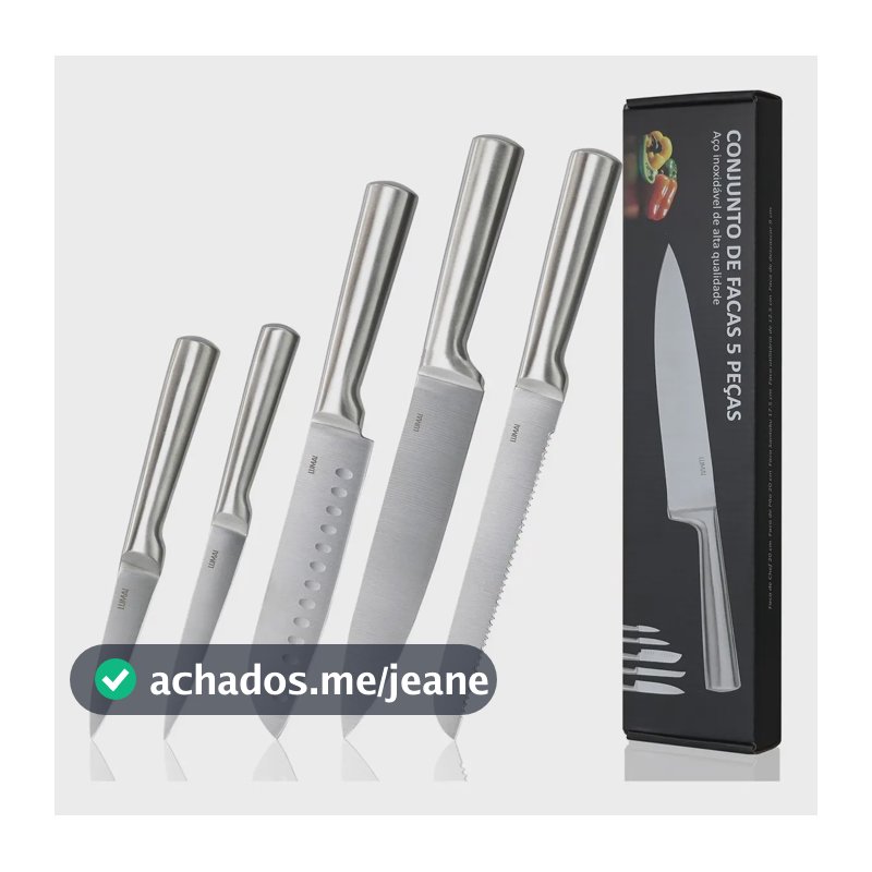 LUMAI Jogo de Facas de Cozinha Zurich de Aço Inoxidável 420 com Tratamento Térmico - Afiação e Geometria do Fio Adequada - Stain Free - Faca do Chef, Faca Santoku - Conjunto Cozinha Completa