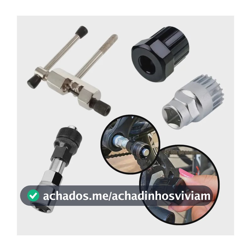 Kit Chave Bike Extrator Corrente Pedivela Movimento Central Catraca Multiuso Bicicleta Black Raipe