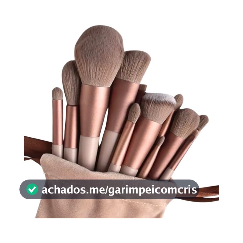 Kit Pincel De Maquiagem Com 13 Unidades Sombra Blush Cor Marrom