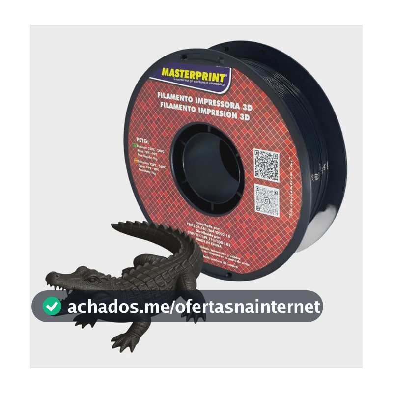 Filamento Impressora 3d Masterprint Petg 1.75mm 1kg Preto