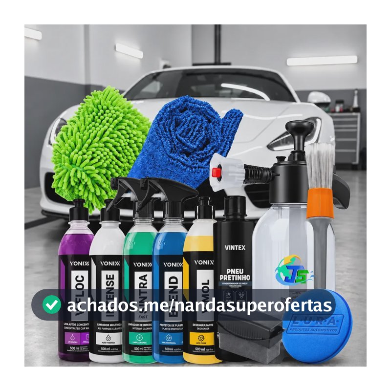 Kit Completo Lavar Carro Rapido Cera Pulverizador 2l Brilho Branco