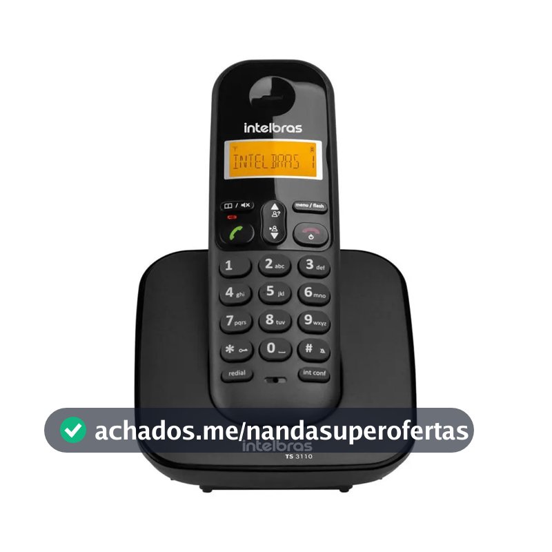 Telefone Sem Fio Intelbras Ts 3110 Preto Visor Luminoso Com Identificação de Chamadas