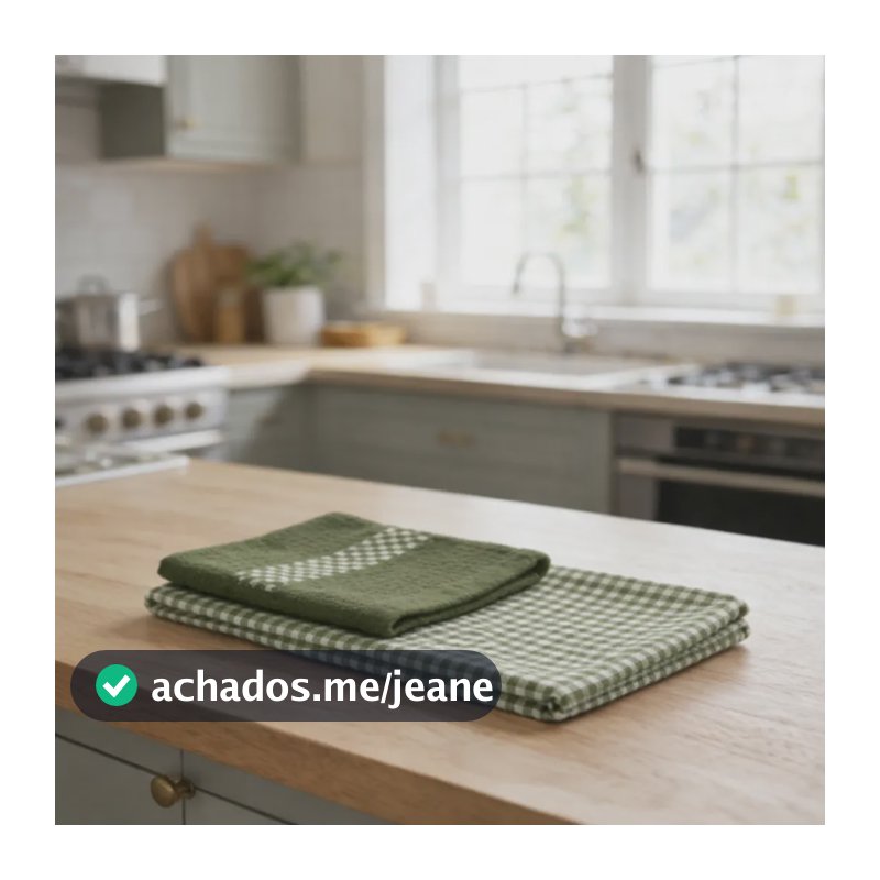 Kit 2 Panos De Prato Algodão 70x45cm Cor Verde- Atoalhado Verde