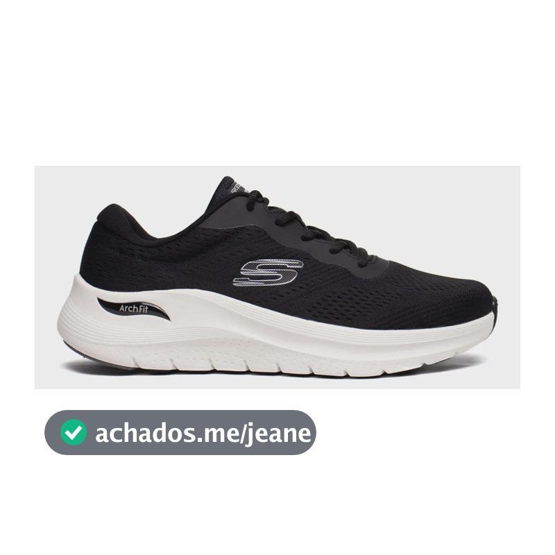 Tênis Masculino Skechers Arch Fit 2.0 Preto Branco Preto 40 Br