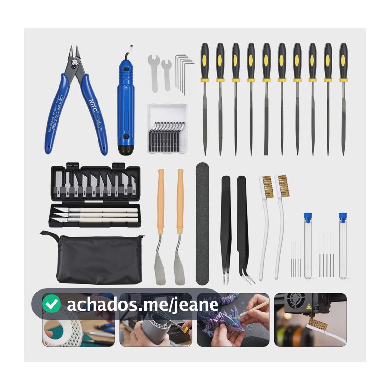Kit 59 Peças Ferramentas Impressão 3d Alicate Acabamento Preto