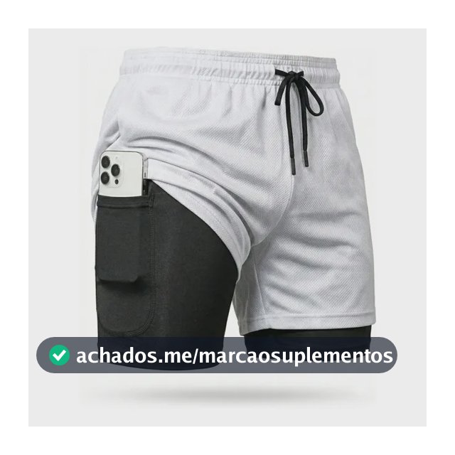 Shorts Dry Fit 2 Em 1 Masculino Térmico Compressão Corrida