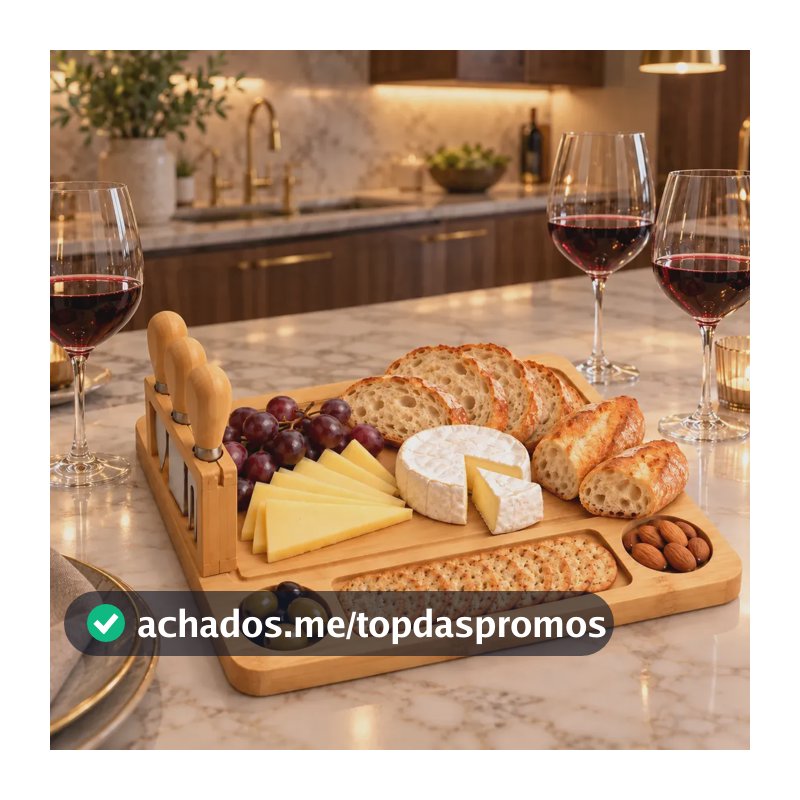 Petisqueira Bandeja Tábua De Bambu Quadrada Frios Queijo Bege