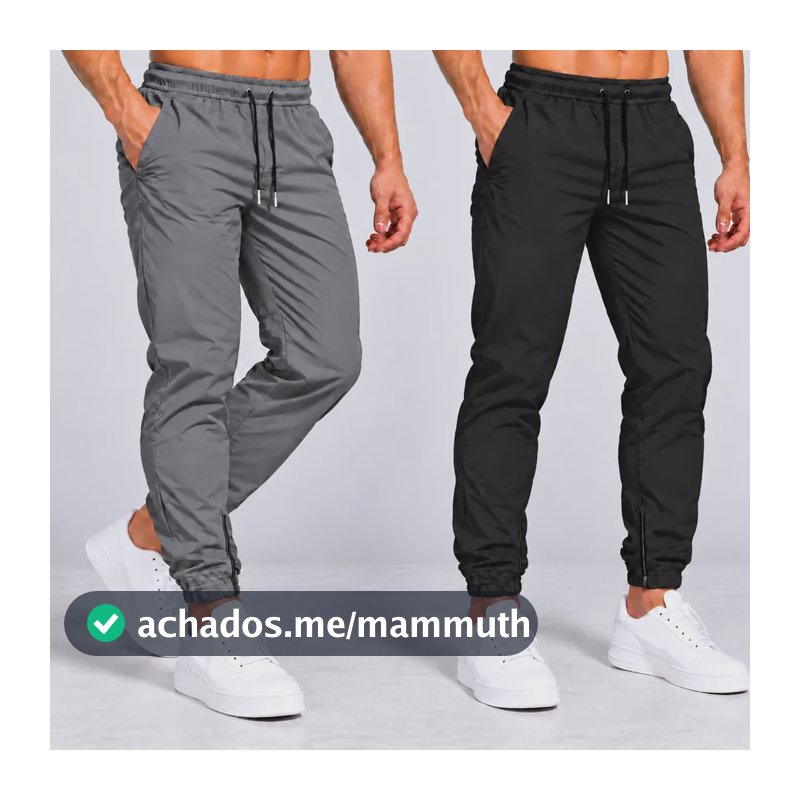 Kit 2 Calças Jogger Tactel Com Elastano Bolsos E Zipper Preta E Cinza M