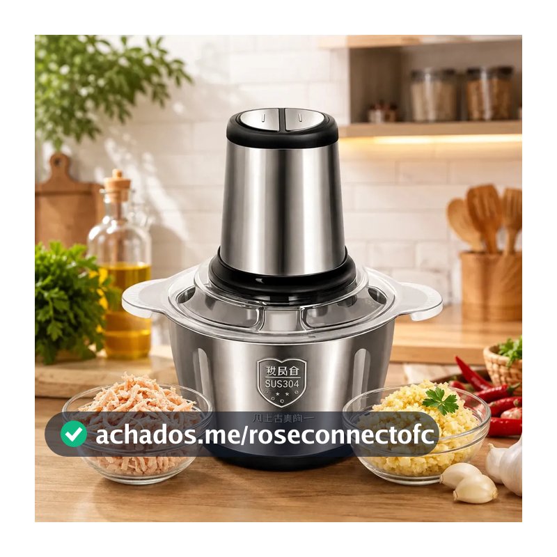 Multiprocessador Elétrico De Alimentos Em Inox 2l Triturador De Alho Tempero Processador De Carne E Legumes Multifuncional Portátil 110v
