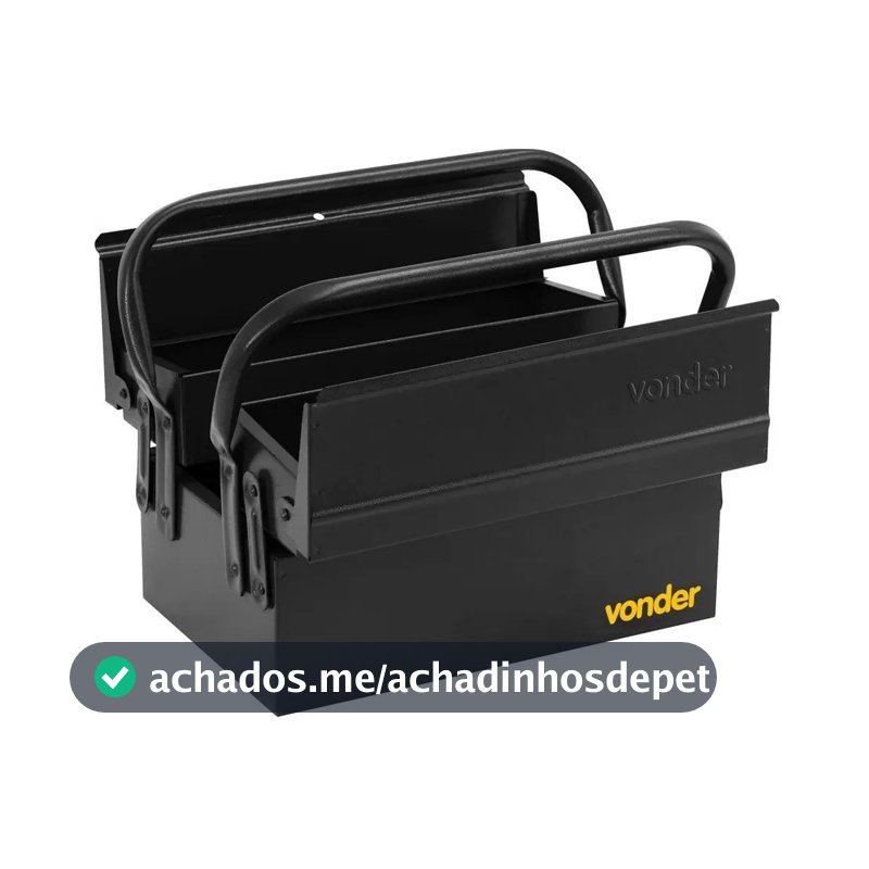 Caixa metálica sanfonada para ferramentas, com 3 gavetas, 30 cm x 19 cm x 16 cm, VONDER