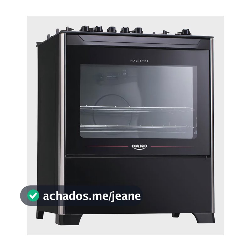 Fogão 5 Bocas Dako Magister Com Mesa de Vidro e Forno com 100 Litros Preto Bivolt