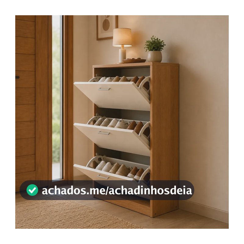 Sapateira Vertical Para Calçados Com 3 Portas Basculantes Off-white