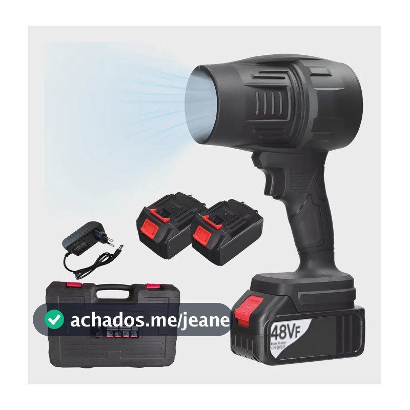 Soprador Turbo Portátil Recarregável 48v 2 Baterias + Maleta Cor Preto