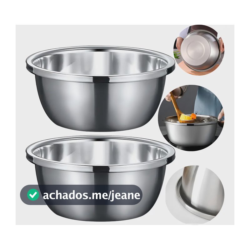 Bowl Tigela Larga 30cm Inox Ke Home Kit 2 Aço Inoxidável Prateado
