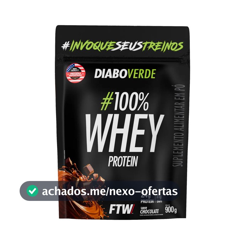 Suplemento Em Pó 100% Whey Protein Diabo Verde Sabor Chocolate Refil 900g FTW