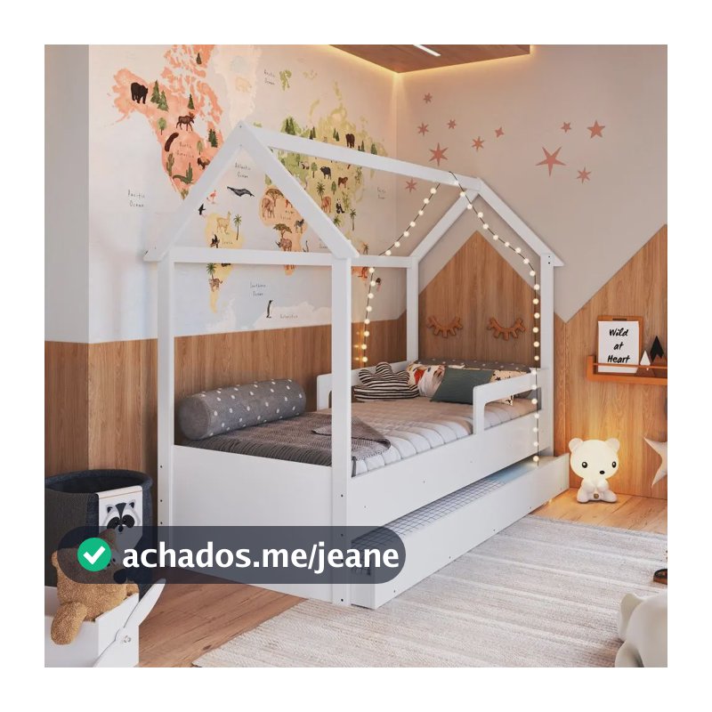 Cama Infantil Montessoriana Bicama Casa Solteiro E Auxiliar Cor Branco Mktpccm020