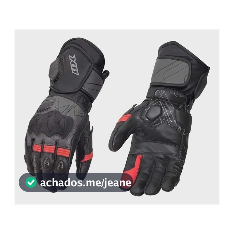 Luva Moto X11 Racer 2 Couro Esportivo Motociclista Proteção Cor Preto/Vermelho Tamanho 3G