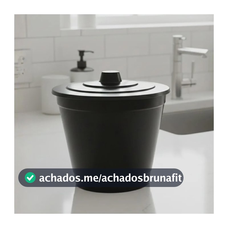 Lixeira Pequena 3 Litros Redonda P/ Cozinha Lixeira Bancadas Preto