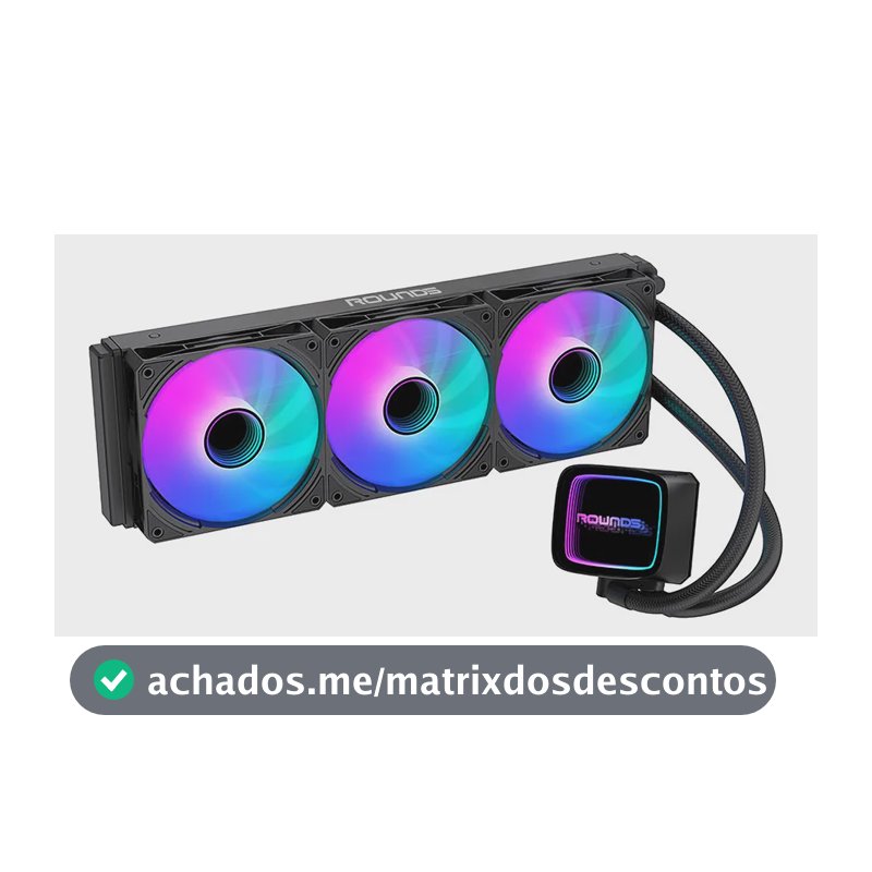 Water Cooler Round 5 Eurus Preto de 360mm Com ARGB Para CPU