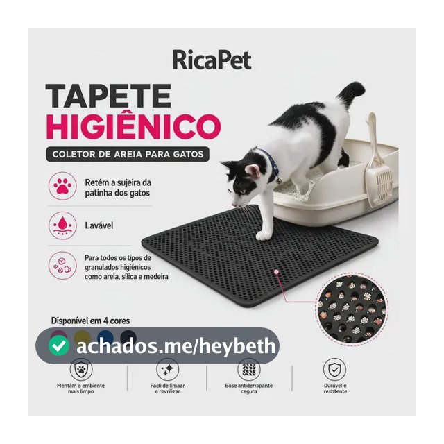 Tapete Higiênico Gato Coletor Caixa De Areia Preto Tam G