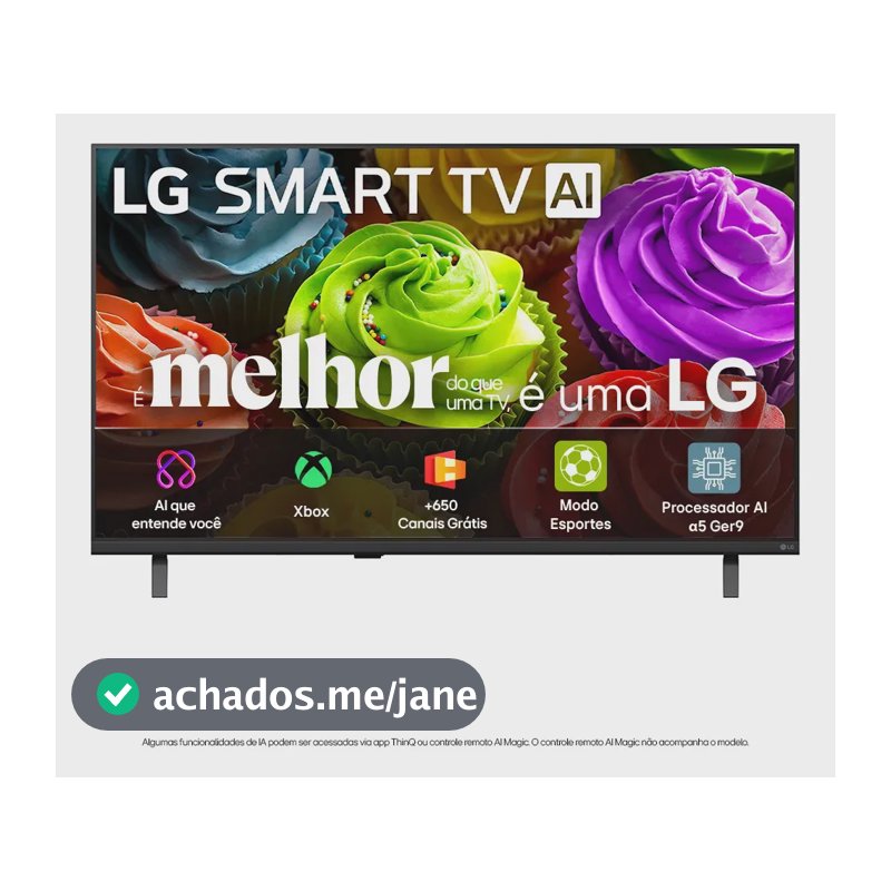 Smart TV HD 32" LG LB650 AI 2026 Processador α5 Ger9 HDR10 Xbox Bluetooth Wi-Fi AI Search Google Gemini Canais Grátis webOS 26 - 32LB650BPSA