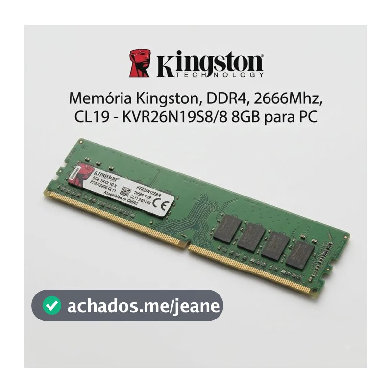 Memória RAM Ddr4 8GB Kingston KVR26N19S8/8