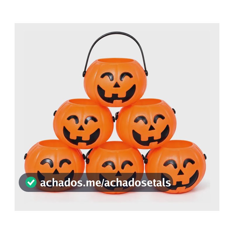 Mini Balde Abóbora Decoração Halloween Kit 6