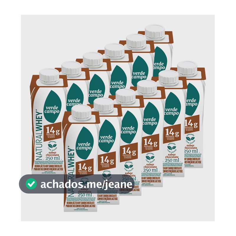 Shake Natural Whey Verde Campo 250ml Chocolate - 12 Unid