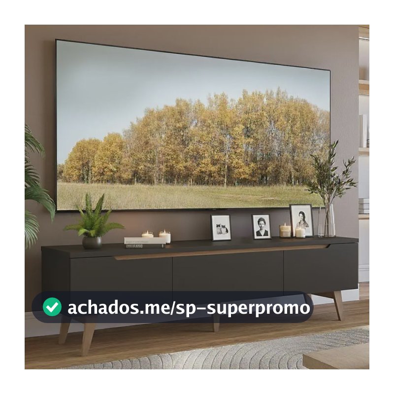 Rack Tv Até 80 Polegadas 180cm 2 Por 1 Gav Toronto Madesa Pr Preto