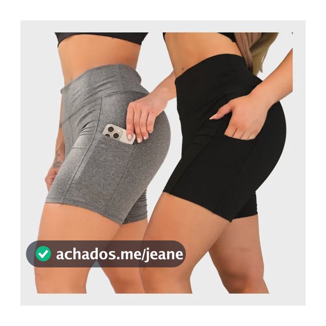 Kit 2 Shorts Bermuda Feminina Fitness Academia Bolso Lateral